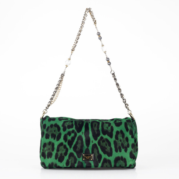 Pre Owned Dolce and Gabbana Leopard Print Calf Hair Shoulder Bag