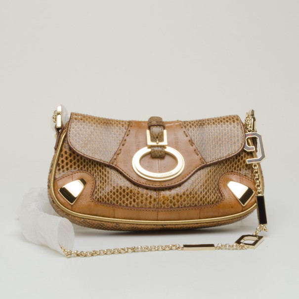 Pre Owned Dolce and Gabbana Small Python Shoulder Bag