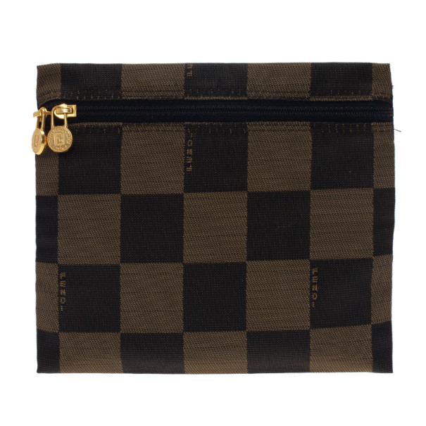 Fendi Brown Checkered Vintage Pouch