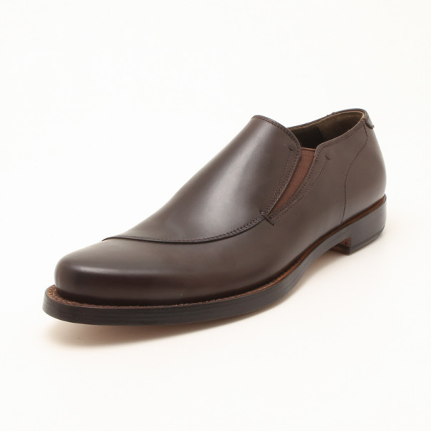 Pre Owned Fendi Brown Leather Men's Loafers Size 43.5