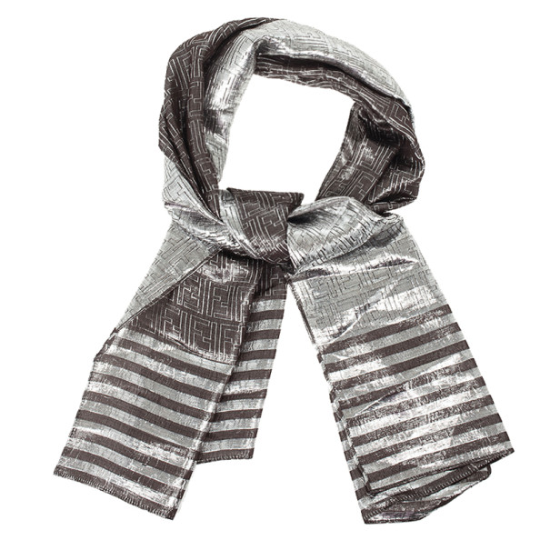 مملوكة مسبقًا Fendi Zucca Metallic Rectangle Scarf