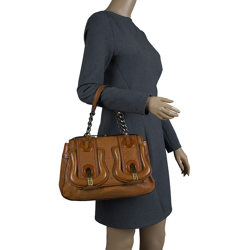 

Fendi Brown Leather Trim B Tote