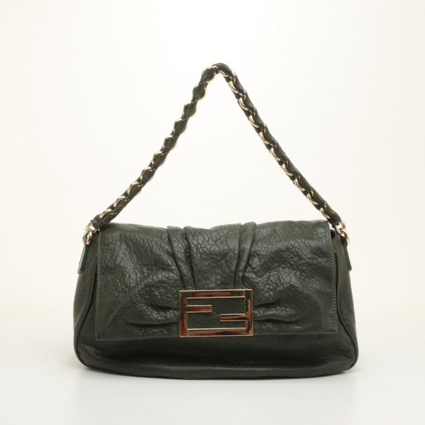 Pre Owned Fendi Mia Leather Shoulder Bag