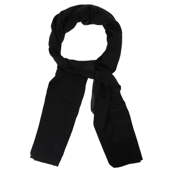 Pre Owned Giorgio Armani Black Silk Scarf