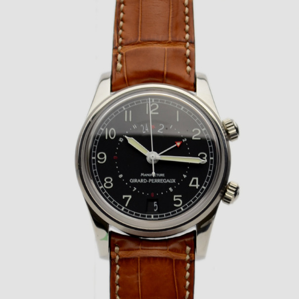 Girard Perregaux Black Traveller II SS Mens Wristwatch 40 MM