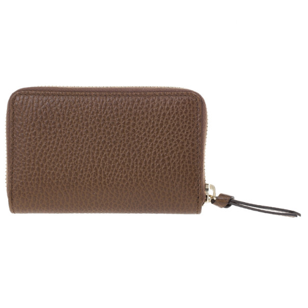 Pre Owned Gucci Brown Leather Swing Card Case