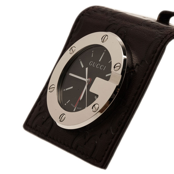 

Gucci Black Stainless Steel Brow Leather Unisex Alarm Clock