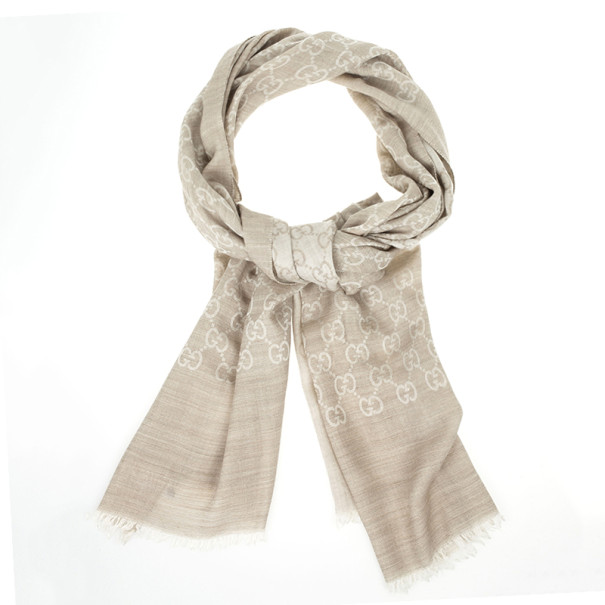 Pre Owned Gucci Beige Guccissima Stole