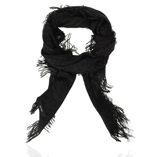 Pre Owned Gucci Black GG Glitter Stole