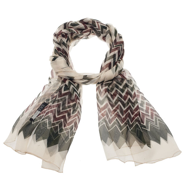 مملوكة مسبقًا Gucci Multicolor Zig Zag Silk Scarf