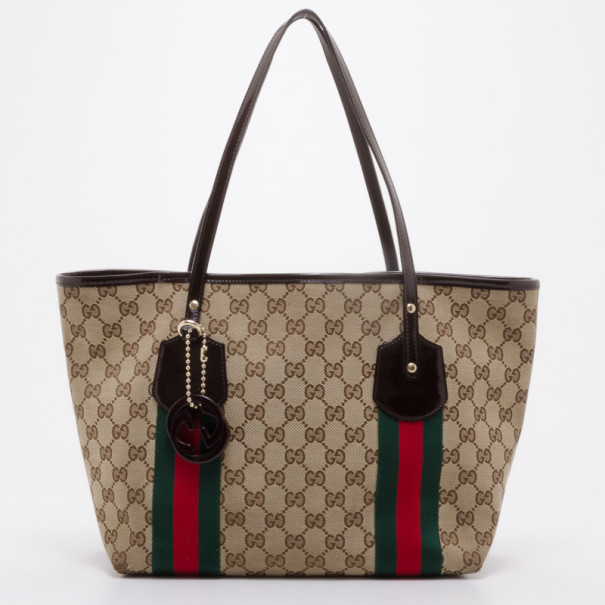 Pre Owned Gucci GG Canvas Jolicoeur Small Tote