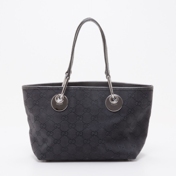 Pre Owned Gucci Black Monogram Eclipse Tote 