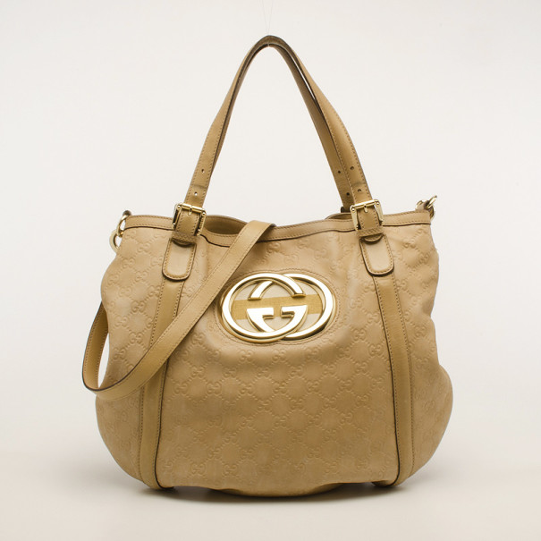 مملوكة مسبقًا Gucci Beige Running Guccissima Hobo 