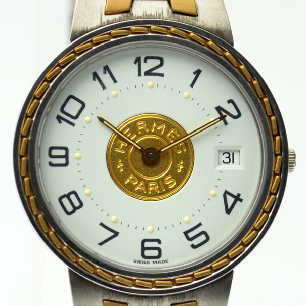 Hermes 18K Gold SS Ladies Wristwatch 