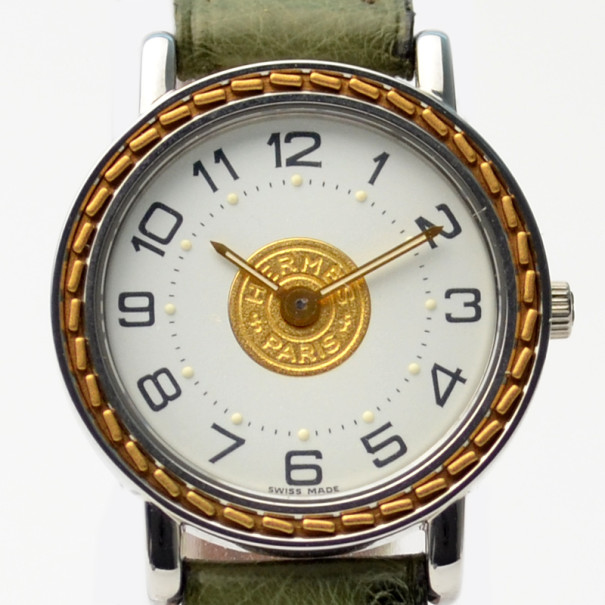 Hermes 18K Gold SS Ladies Wristwatch