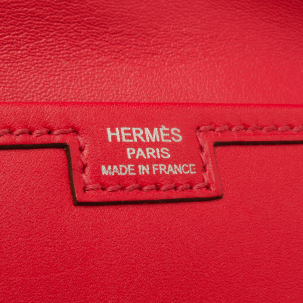 Hermes Jige Jije Pm Women's Box Calf Leather Clutch Bag Red Color