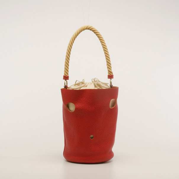 Pre Owned Hermes Pebbled Leather Cutout Tote