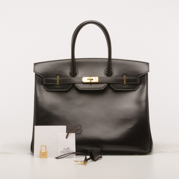 Hermes Birkin 35 box calf black □F stamped handbag 0