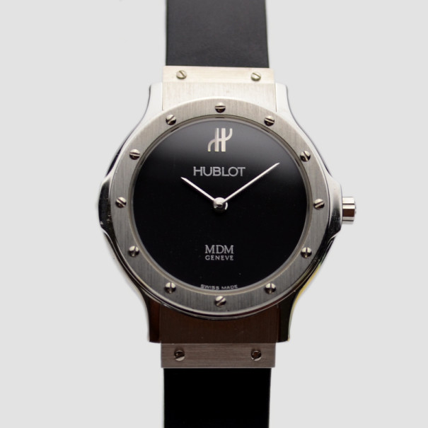 Hublot Black SS Classic Womens Wristwatch 29 MM