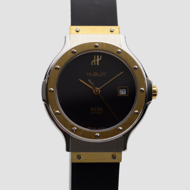 Pre Owned Hublot Black 18 K Rose Gold SS Classic Womens Wristwatch 32 MM