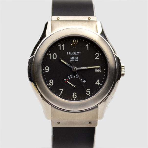 Hublot Black SS Rubber Reserve de Marche Womens Wristwatch 42 MM