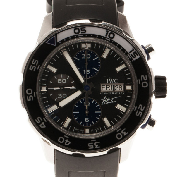 IWC Black Stainless Steel Limited Edition Aquatimer Men's Wristwatch 46MM