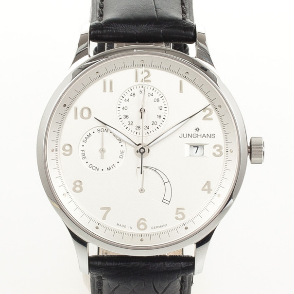 Junghans Arthur Attaché Power Reserve SS Leather Mens Wristwatch 40 MM