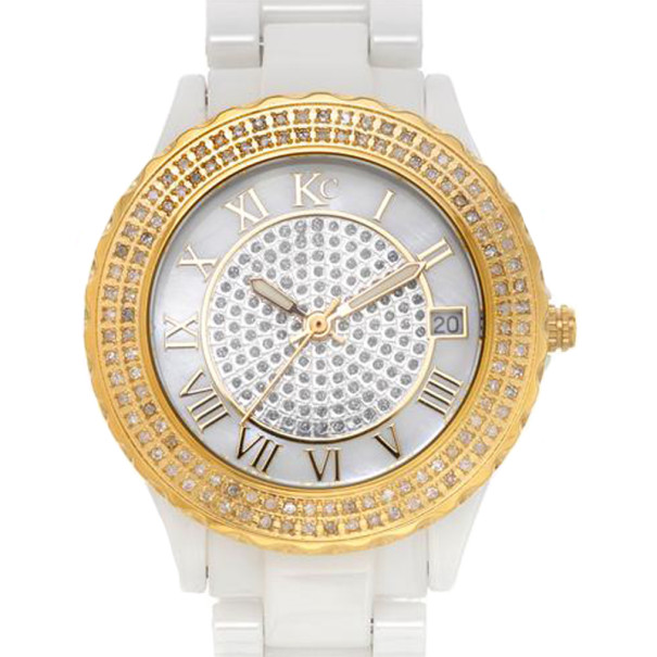Pre Owned KC Diamond Gold Ceramic Ladies Wristwatch