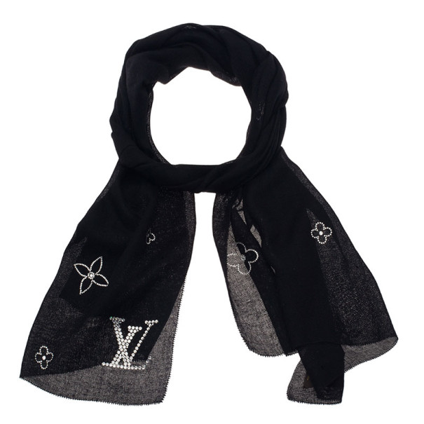 Louis Vuitton Limited Edition Black Mink LV Monogram Scarf. , Lot  #56166