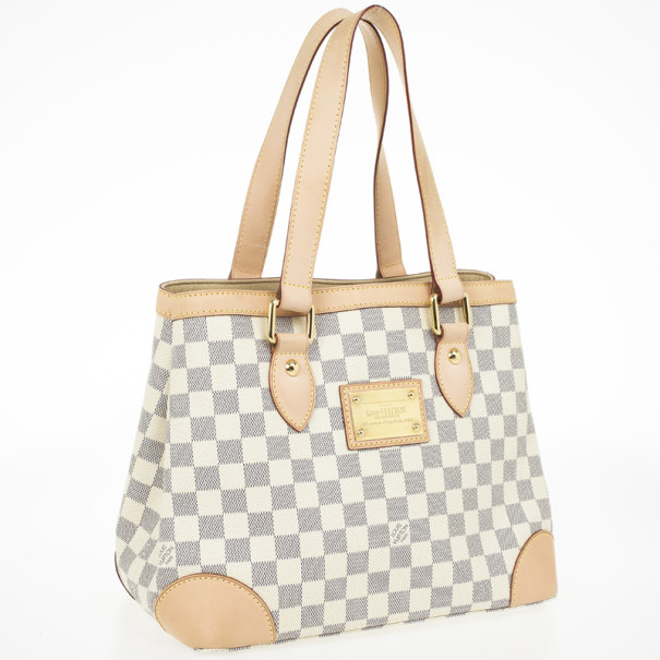 White Louis Vuitton Damier Azur Hampstead MM Tote Bag – Designer