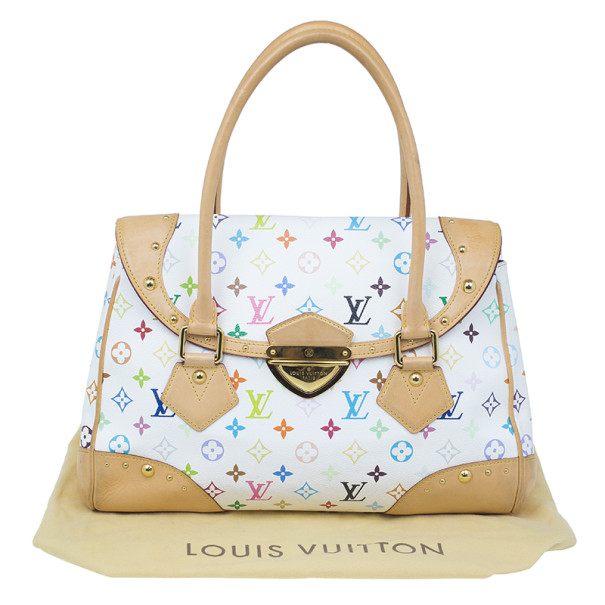 LOUIS VUITTON Monogram Multicolor Beverly GM Hand Bag White M40201
