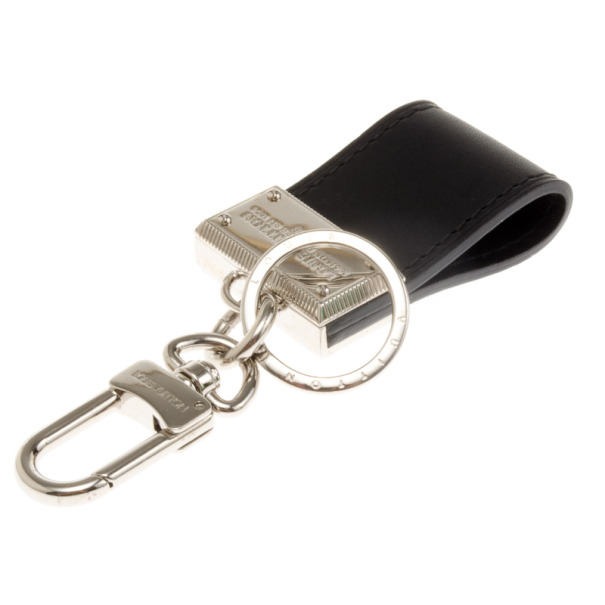 Pre Owned Louis Vuitton Black Leather Keyring