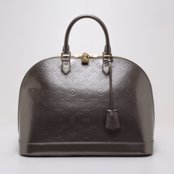 Pre Owned Louis Vuitton Monogram Vernis Alma MM Satchel Handbag 