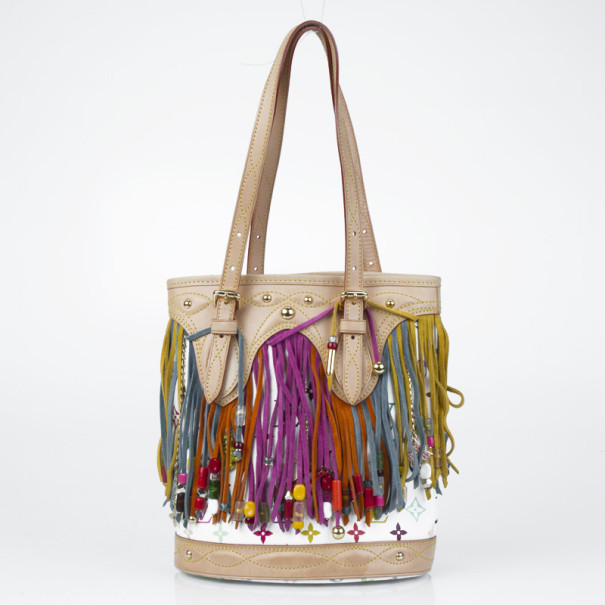 Louis Vuitton Multicolor Limited Edition Fringe Bucket Bag with Accessories pouch  Louis Vuitton