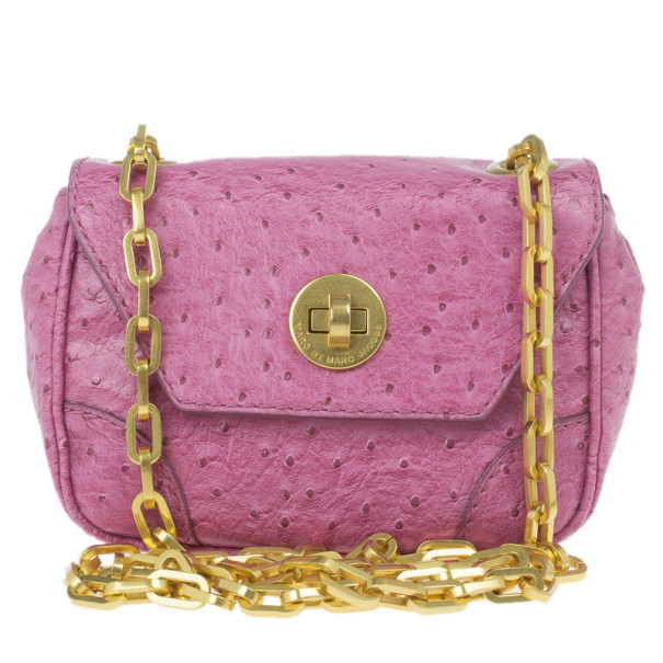 Pre Owned Marc by Marc Jacobs Pink Faux Ostrich Perfect Purse