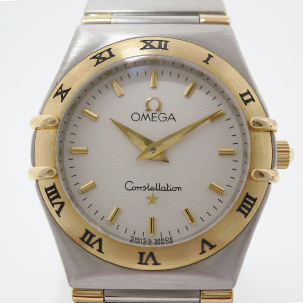 Pre Owned Omega Constellation 18 K Yellow Gold Steel Womens Wristwatch 24 MM