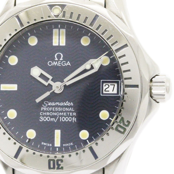 Pre Owned Omega Black Stainless Steel Seamaster Professional Men's Wristwatch 36MM