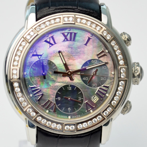 Raymond Weil Parsifal MOP Diamonds Mens Chronograph Wristwatch 
