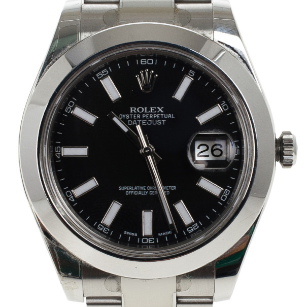 مملوكة مسبقًا Rolex Black Sainless Steel DateJust II Men's Wristwatch 41MM