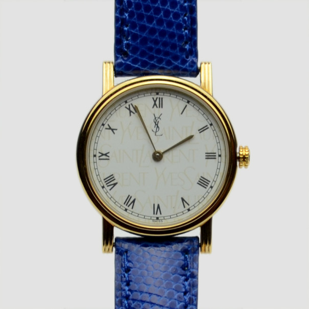 Pre Owned Yves Saint Laurent Gold Plated Blue Classic Collection Ladies Wristwatch