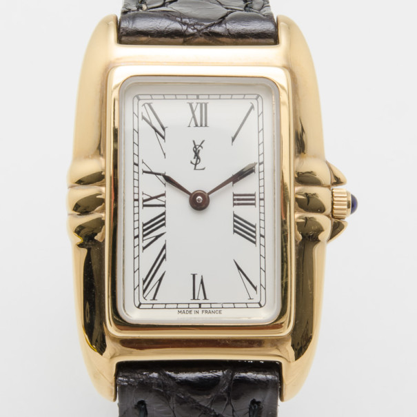 Yves Saint Laurent Gold Plated Rectangular Ladies Wristwatch