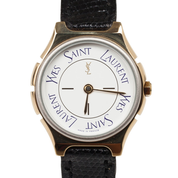 Pre Owned Yves Saint Laurent SS Leather Womens Wristwatch 26 MM
