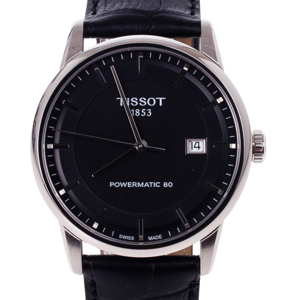 Pre Owned Tissot Black Stainless Steel Powermatic 80 Men's Wristwatch 41MM