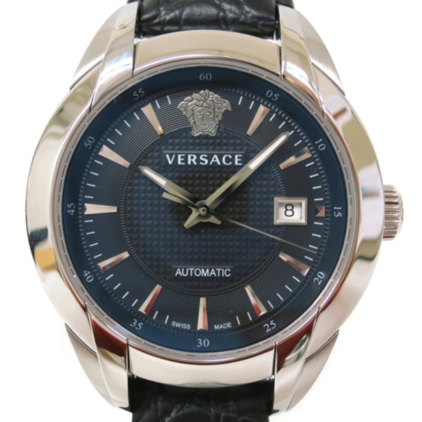 Versace Charcter SS Leather Black Mens Wristwatch