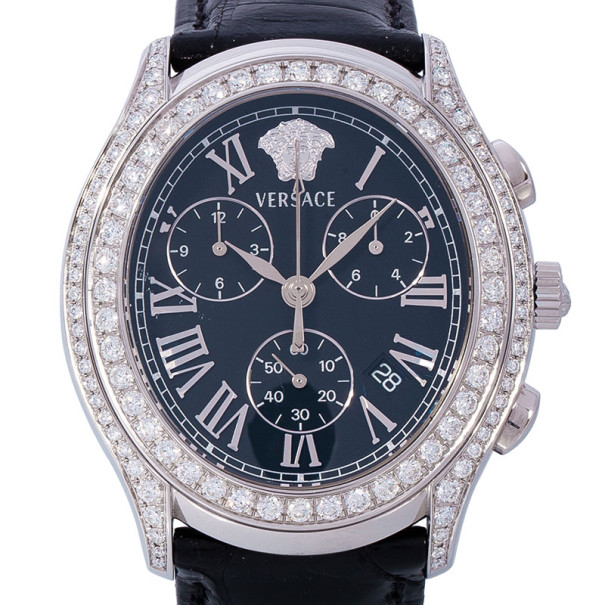 Pre Owned Versace Black Stainless Steel OLC99 Men's Wristwatch 40MM