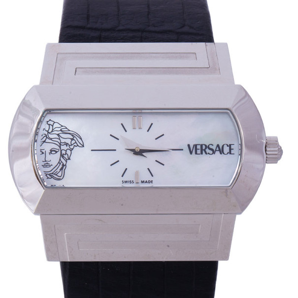 Pre Owned Versace Mother of Pearl Stainless Steel PS91990 Men's Wristwatch 40MM