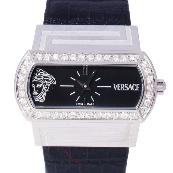 Pre Owned Versace Black Stainless Steel PS91990 Men's Wristwatch 40MM