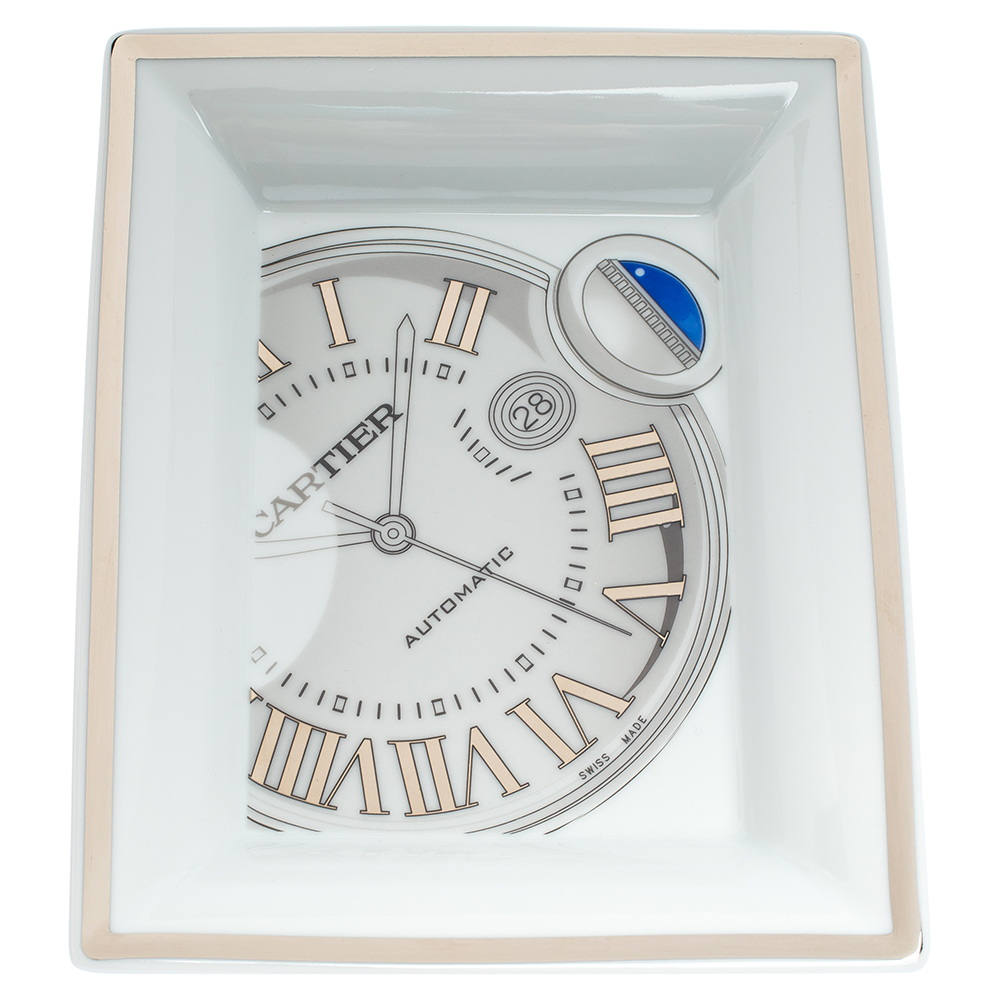 Pre Owned Cartier White/Silver Porcelain Ballon Bleu Watch Ashtray