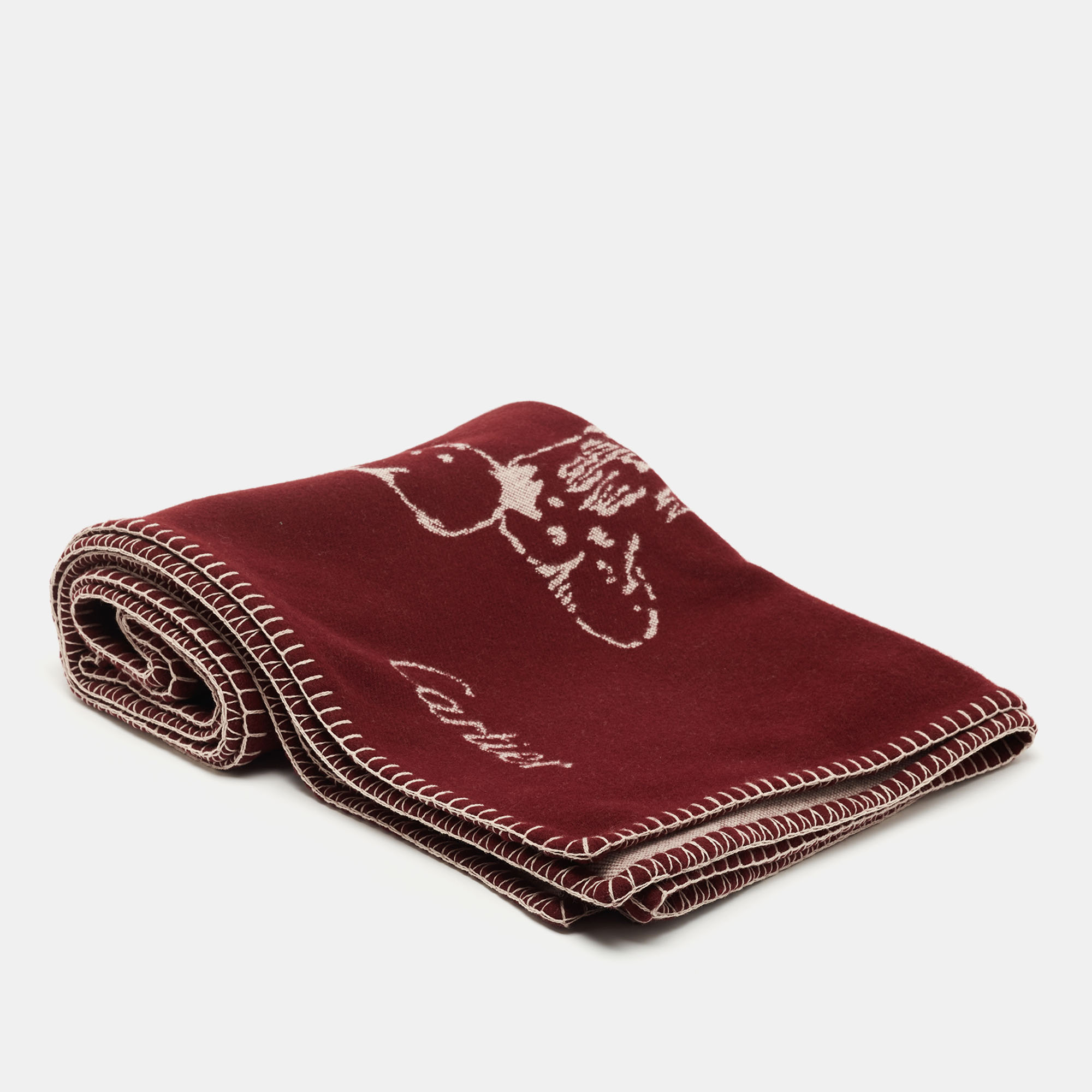 Cartier Burgundy Wool Panthere Blanket Cartier TLC