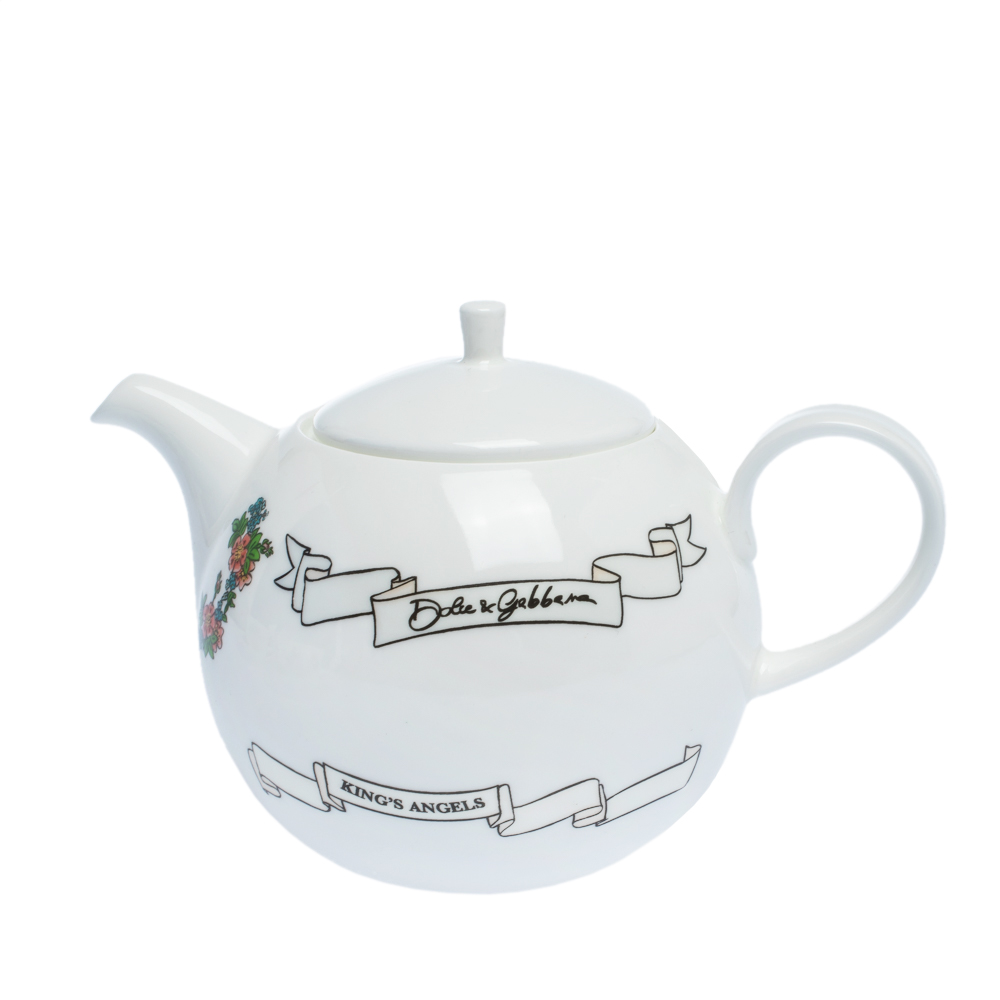 

Dolce & Gabbana White Fashion Devotion Ceramic 5-Piece Tea Cup Set